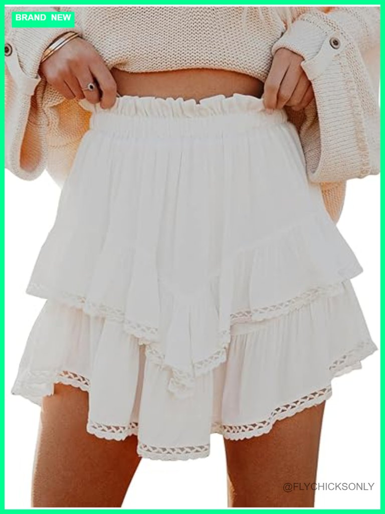 Flowy Ruffle Tiered Skort High Waisted Golf Tennis Shorts